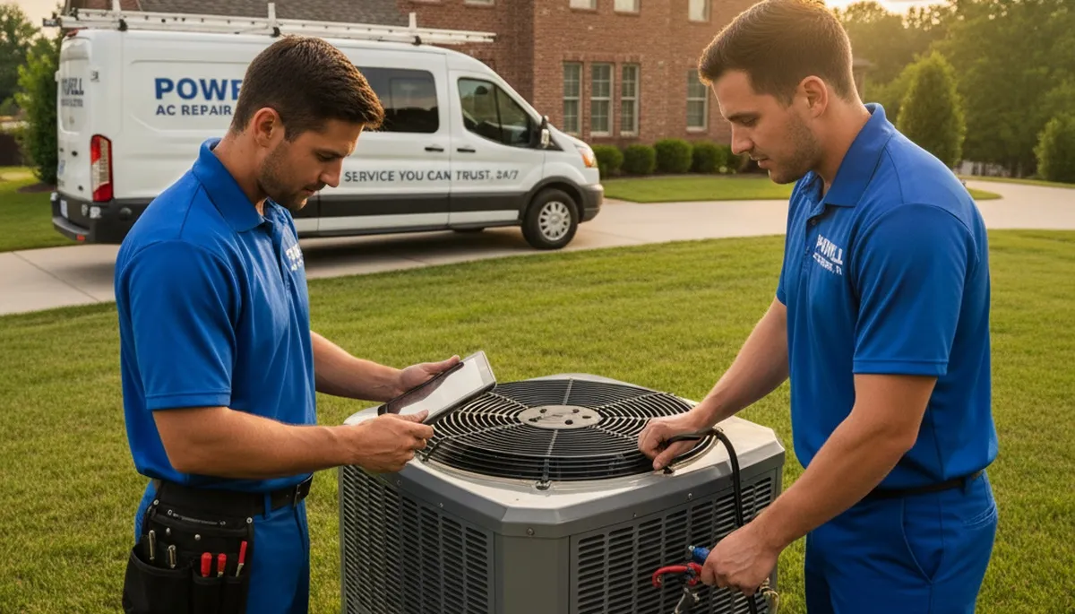 HVAC technician performing residential AC repair service in Knoxville, TN