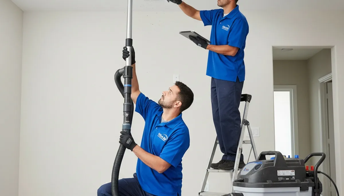 Technician cleaning air ducts for HVAC system in Knoxville, TN home | Five Star Cooling
